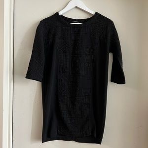 Zara Black Jacquard 3/4 Sleeve Tunic